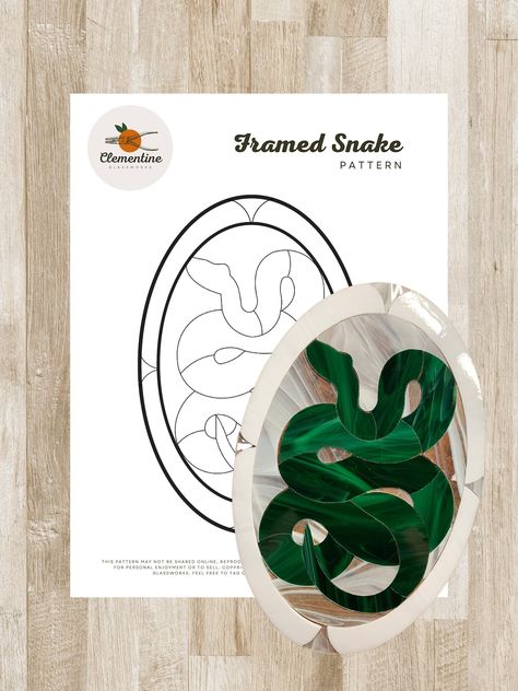 Framed Snake Stained Glass Pattern Digital Download - Etsy Canada Stained Glass Snake, Stained Glass Patterns Free, Mosaic Art Projects, Stained Glass Pattern, Stained Glass Suncatchers, Snake Pattern, Stained Glass Diy, Stained Glass Crafts, Glass Pattern