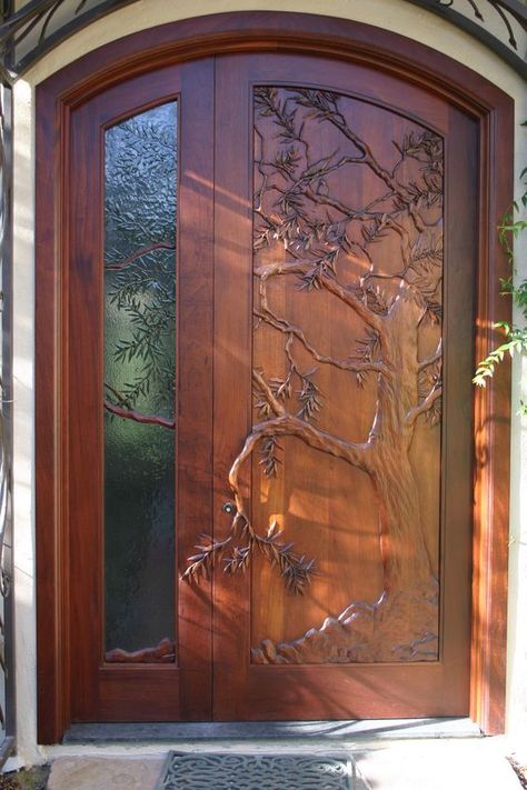 Hold the Door - some beautiful carved wood front doors! Arsitektur Art Deco, Carved Door, Doors Makeover, Collection Ideas, Cool Doors, Tree Carving, Carved Doors, Door Ideas, Unique Doors