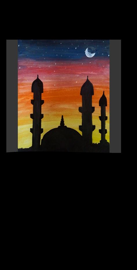 Mosque Painting Easy, Mosque Art Painting, Ramadan Painting Ideas, Ramadan Drawing Ideas, Masjid Drawing, Masjid Painting, Ramadan Painting, Ramadan Drawing, Drawing Islamic