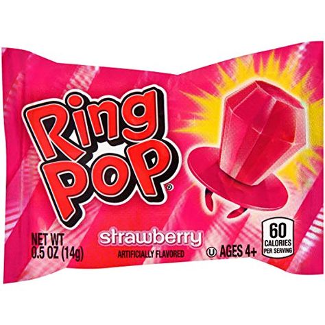 Strawberry Hard Candy, Back To School Treats, Lollipop Ring, Strawberry Ring, Cotton Eyed Joe, Hard Candy Lollipops, Strawberry Party, Ring Pop, College Care Package