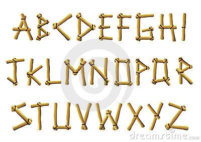 Bamboo letters by Roy Mattappallil Thomas, via Dreamstime Bamboo Font Letters, Bamboo Lettering, Tiki Font, Tattoo Font Ideas, Tiki Boat, Tikki Bar, Letters Illustration, Lettering Numbers, Custom Cooler