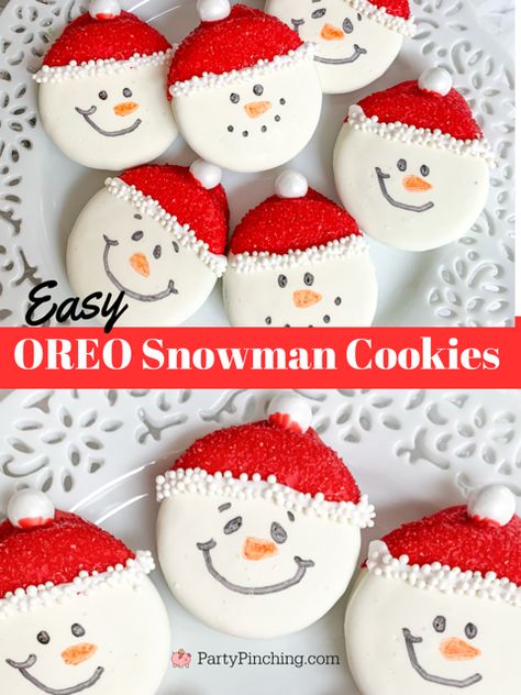 Easy Oreo Snowman Cookies, easy oreo snowmen, fun no bake Christmas cookie, best cookie exchange recipes, best easy Christmas cookies, best Christmas holiday cookie recipes for kids, super easy Christmas dessert cookie ideas Cookies For Christmas Exchange, Oreo Christmas Treats, Oreo Christmas Cookies, Oreo Snowman, No Bake Christmas Cookies, Christmas Dessert Cookies, No Bake Christmas, Easy Christmas Dessert, Christmas Cookie Exchange Recipes