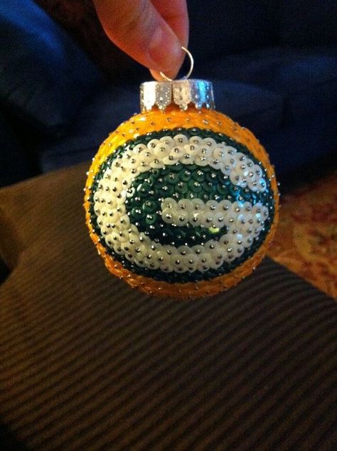 Green Bay Packers Ornaments, Nail Designs For Halloween, Green Bay Packers Crafts, Packers Christmas, Green Bay Packers Gifts, Packers Gifts, Packers Baby, Go Packers, Sequin Ornaments