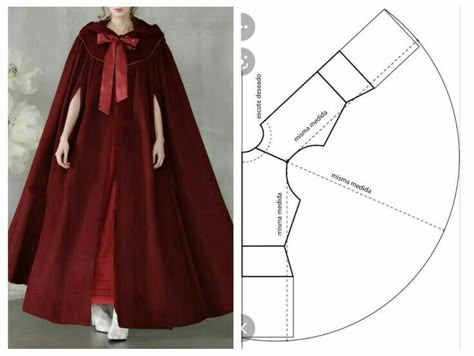 Cloak Pattern, Cape Pattern Sewing, Cape Pattern, Fashion Sewing Tutorials, Sewing Design, Diy Sewing Clothes, Fashion Sewing Pattern, Clothes Sewing Patterns, Designs For Dresses