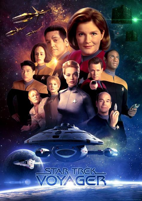 Star Trek: Voyager - Fanart Poster Roxann Dawson, Robert Beltran, Star Trek Gifts, Robert Duncan, Star Trek Crew, Star Trek Wallpaper, Star Trek Poster, Doug Jones, Star Trek Cast