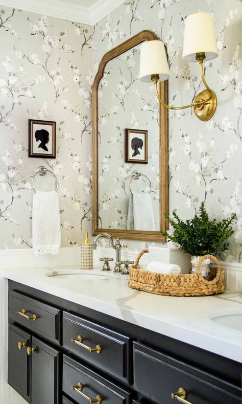 How To Create The Perfect Guest Bathroom: 15 Ideas for All Styles - The Chic Quota Wildflower Home, Bathroom Counter Decor Ideas, Makeover Kamar Mandi, Bathroom Counter Decor, Bathroom Vanity Decor, Sink Decor, Countertop Decor, Counter Decor, Bathroom Decor Apartment