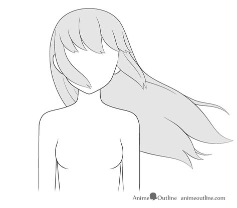 How to Draw Anime Hair Blowing in the Wind - AnimeOutline Hair Blowing In The Wind, Drawing Anime Bodies, How To Draw Anime, Drawing Hair Tutorial, Manga Hair, Blowing In The Wind, Draw Anime, How To Draw Anime Hair, Anime Hair