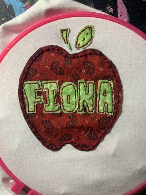 Fabric Fiona Apple shirt using embroidery thread. Fiona Apple Art, Apple Embroidery, Apple Art, Painted Clothes, Embroidered Tshirt, Embroidery Thread, Embroidery Stitches, Embroidery, Sewing