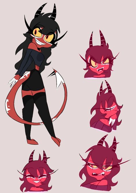 Helluva Boss Imp Oc Female, Imp Sona Helluva Boss, Traced Drawings, Hellavu Boss Oc, Imp Oc, Lackadaisy Oc, Magical Girl Outfit, Magic Design, 7 Layers