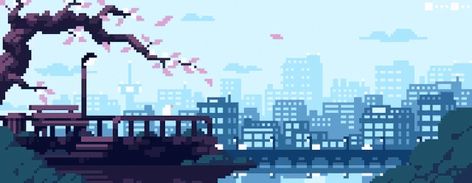 GIFS WP - Imgur Pixel Art Header, City Pixel Art, Art Header, Pixel Kawaii, Pixel City, Pixel Art Landscape, Gif Background, Pixel Art Background, Pixel Animation