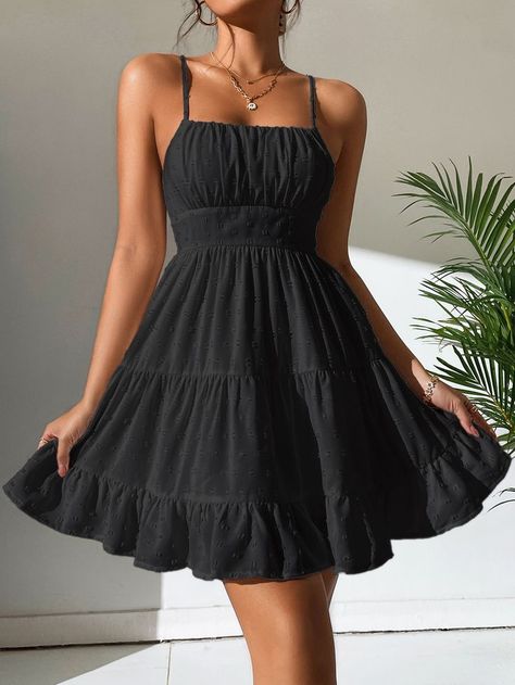 Sundress Black Women, Cute Outfits Dresses, Summer Dresses Black, Black Sundress, Cute Casual Dresses, Really Cute Outfits, Dresses For Teens, Cami Dress, Dance Dresses