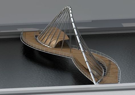 Bridge Over Water, Bridges Architecture, Bridge Structure, Bridge Model, Steel Bridge, Archi Design, Parametric Design, Architecture Design Concept, Pedestrian Bridge