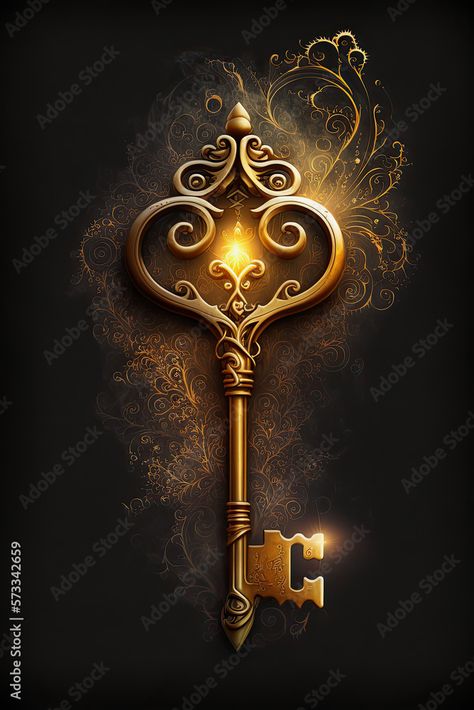 Golden Key Wallpaper, Gold Key Aesthetic, Key Wallpaper, Jungkook X Reader, Fantasy Key, Magical Key, Digital Art Programs, Ancient Key, Ancient Magic