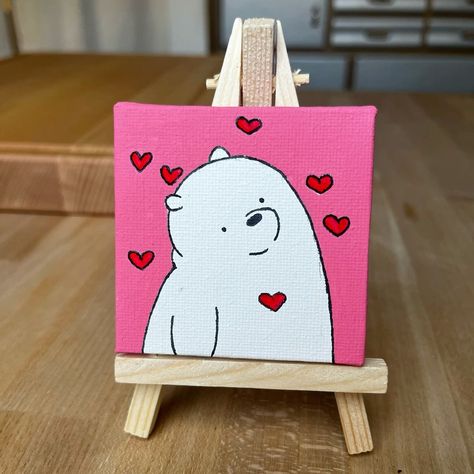 Small Painting Ideas Mini Canvas For Boyfriend, Cute Simple Paintings For Boyfriend, Mini Canvas Art Love, Valentine Paintings On Canvas Easy, Canvas Painting Ideas For Boyfriend, Mini Lienzos Ideas, Mini Tela, Lovely Paintings, Cute Easy Paintings