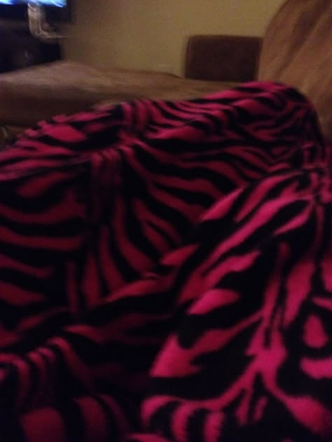 Y2k Blanket, Room Baddie, Pink Black Room, Y2k Room Ideas, Funky Bedroom Decor, Mcbling Room, Zebra Blanket, Zebra Print Bedding, 2000s Bedroom