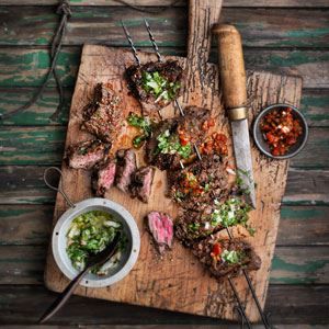 Brazilian Churrasco, Men's Health Magazine, Brazilian Bbq, Aussie Food, Rotisserie Grill, Dried Peppers, Chimichurri Sauce, Fire Cooking, Steak Seasoning