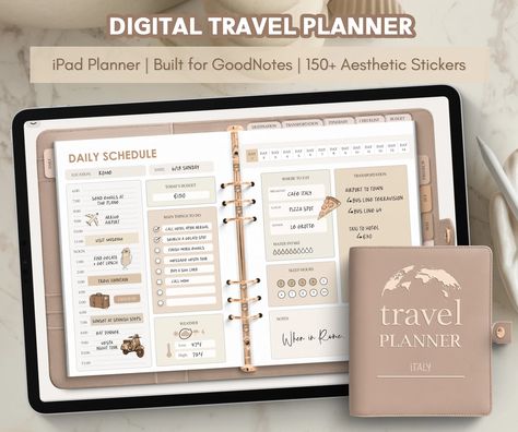 Digital Travel Planner Goodnotes Realistic Ipad Travel - Etsy Digital Planner Notability, Free Planner Templates, Planner Apps, Digital Planner Goodnotes, Physical Planner, Planner Ipad, Goodnotes Planner, Ipad Planner, Vacation Planner