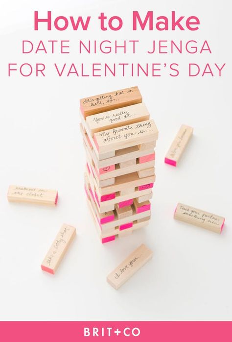 Diy Date Night Ideas, Jenga Diy, Diy Date Night, Fun Couple Games, Anniversary Games, Valentines Party Decor, Diy Anniversary Gift, Valentines Games, Wooden Toys Plans