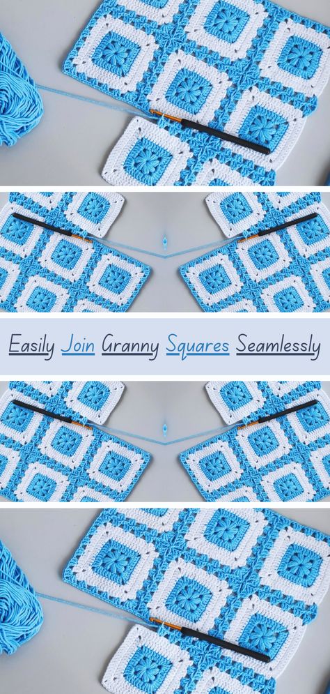 Step-by-step tutorial for easily joining granny squares seamlessly. Perfect for crocheters of all levels. Achieve a smooth and professional finish! Crochet Cauldron, Joining Crochet Squares, Quick Crochet Blanket, Modern Haken, Joining Granny Squares, Crochet Granny Square Tutorial, Crochet Granny Square Afghan, Quick Crochet Patterns, Crochet Granny Square Blanket