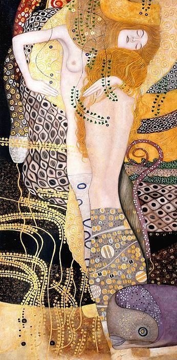 Gustav Klimt Water Serpents I - Magnificent Artwork - Gustav Klimt Gustav Klimt Art, Klimt Paintings, Klimt Art, Nature Collage, Painting Water, Great Works Of Art, Modern Artists, Gustav Klimt, Painting Style