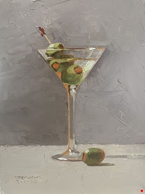 Martini, Oil Painting, Portfolio, Paintings, Grey, Glass