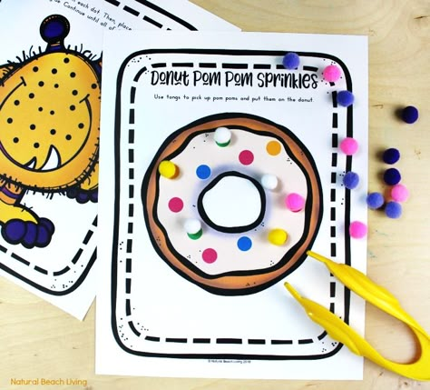 Cooking Gross Motor Activities, Food Fine Motor Activities, Bakery Art Activities For Preschool, Pre K Baking Activities, Bread Preschool Activities, Bakery Theme Preschool Activities, Donut Activities For Preschool, Baking Fine Motor Activities, Cooking Preschool Activities