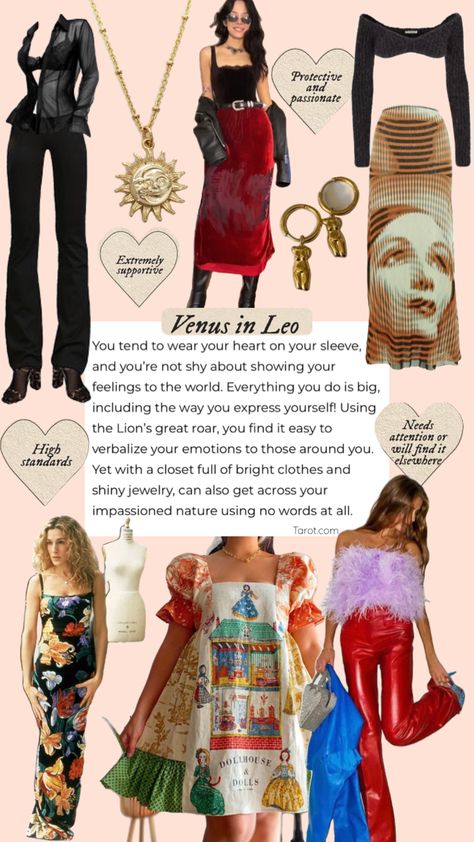 Leo Venus Dressing Style, Venus In Leo Aesthetic Outfit, Leo Style Aesthetic, Leo Moon Outfits, Dressing Like Your Venus Sign Leo, Venus Sign Leo Style, Leo Clothes Aesthetic, Leo Venus Outfits Aesthetic, Venus Leo Style Aesthetic