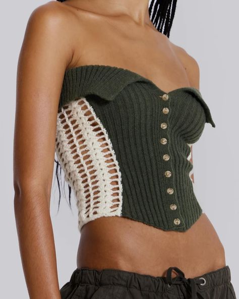 🏜️✨ OASIS DROP! New Arrivals Online www.valtikka.co Knitted Corset, Summer Corset, Knit Corset, Strapless Corset Top, Denim Corset Top, London Outfit, Denim Corset, Textured Top, Strapless Corset