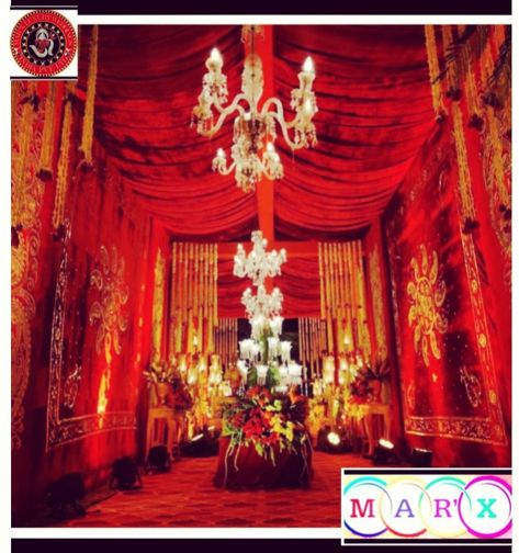 Red Gold Wedding Decorations, Red Events, Red Gold Wedding, Themed Wedding Decorations, Durga Ji, Red Wedding Decorations, Reception Backdrop, Wedding Decor Photos, Tall Wedding Centerpieces