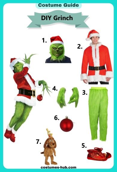 Easy Diy Grinch Costume, Diy Grinch Face, Grinch Costume Diy, Diy Grinch Costume, Grinch Costume, Grinch Mask, Diy Grinch, Santa Claus Parade, Grinch Costumes