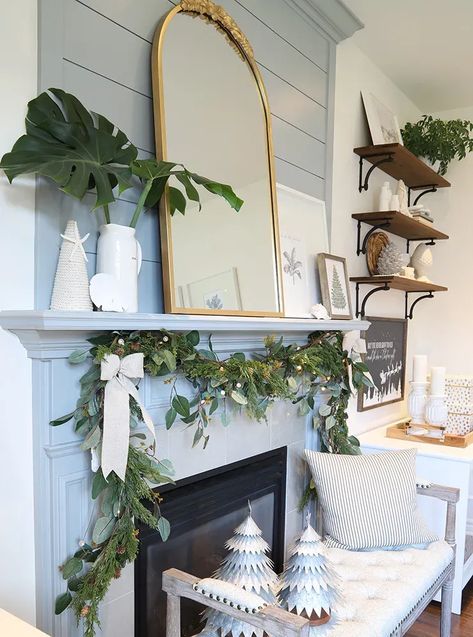 After returning from a trip to Costa Rica, I wanted to incorporate some of that coastal feeling into our Christmas decor. In this week's post, Subtle Coastal Christmas Family Room, I'm sharing how to get a beachy Christmas look that is subtle and blends well with traditional Christmas styling. I'm so happy with the subtle coastal/tropical touches that remind me of our time away. #coastalchristmas #beachychristmas #christmasdecor #neutralchristmasdecor #christmasfamilyroom Coastal Christmas Decor Ideas, Christmas Family Room, Coastal Fireplace, Beach Theme Pillows, Christmas Styling, Trip To Costa Rica, Family Room Inspiration, Accent Table Decor, Coastal Tropical