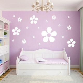 Flowers Wall Decals (Set of 18) Flower Wall Decal, Girls Room Wallpaper, Wallpaper For Walls, Kids Room Paint, Flower Wall Decals, Wall Paint Designs, Flowers Wall, Girl Bedroom Decor, Vinyl Wall Art