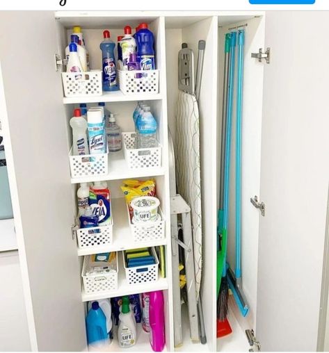 Cleaning Closet Organization, Home Cleaning Tips, Utility Closet, Room Storage Diy, Laundry Room Layouts, Laundry Room Renovation, Laundry Design, Modern Laundry Rooms, Laundry Room Inspiration