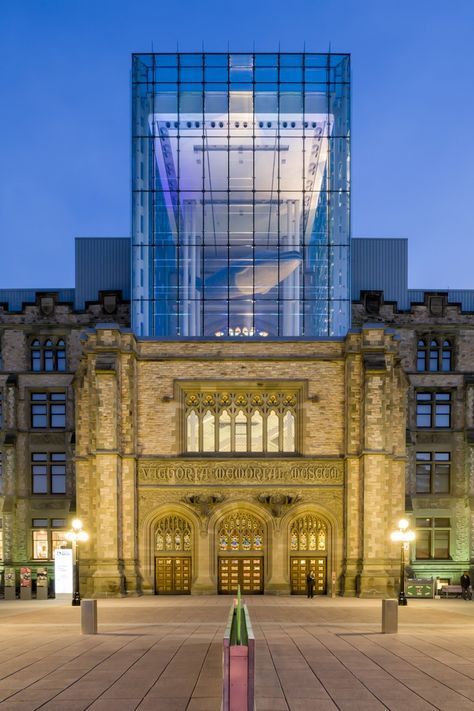 Gallery of 6 Historical Buildings Topped by Contemporary Glass Extensions - 2 Foster Architecture, Glass Roof Extension, Architecture Renovation, Daniel Libeskind, Renovation Architecture, Modern Architecture Design, Roof Extension, Modern Architecture Building, New Architecture