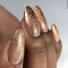 Embrace Elegance and Edginess: A Guide to the Top Acrylic Nail Designs for 2024 Gold Leaf Nail Designs, Top Acrylic Nail Designs, Rose Gold Nail Design, Champagne Nail Designs, Gold Nails Design, Acrylic Nail Trends, Copper Nails Designs, Gold Sparkle Nails, Champagne Nails