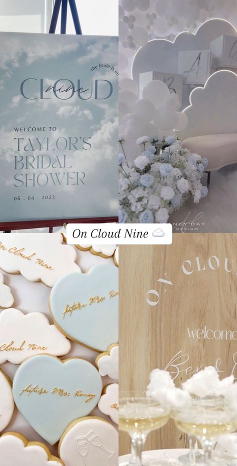 The Perfect Wedding Theme Ideas 💍 #bridalshower #bridalshowerideas #b... | Bridal Showers Ideas | TikTok Cloud Theme Party, Cloud Baby Shower Theme, Bridal Shower Checklist, Pearl Bridal Shower, Engagement Party Themes, Showers Ideas, Cloud Theme, Wedding Theme Ideas, Bridal Shower Wine