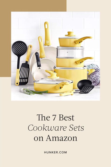 From nonstick ceramics to classic stainless steel, here are the seven best cookware sets you can buy on Amazon. #hunkerhome #cookware #cookwaresets #amazon Cookware Set Best, Griddles & Grill Pans, Ceramic Nonstick Cookware, Best Cookware, Pizza Pans, Casserole Pan, Nonstick Cookware Sets, Pots And Pans Sets, Sauce Pan