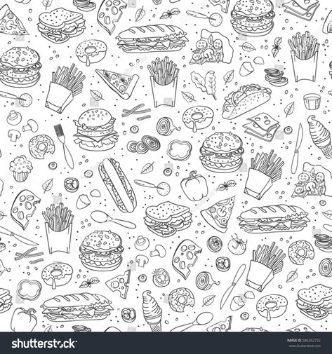 Fast food. Seamless background. Vector fast food pattern. #Ad , #Affiliate, #Seamless#food#Fast#background Food Background Wallpapers, Fast Food Logos, Food Doodles, Food Pattern, Fast Food Menu, Food Cartoon, Food Png, Food Logo Design, Vector Food