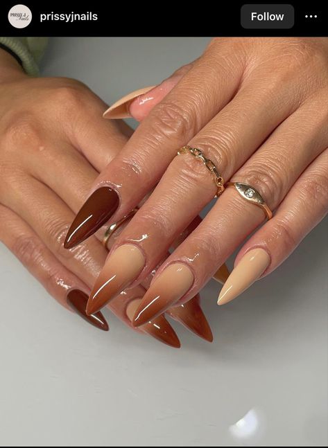 Brown Acrylic Nails, Brown Nails Design, Almond Acrylic Nails, Winter Nail Designs, Brown Nails, Autumn Nails, Unique Nails, Fire Nails, Nails Short