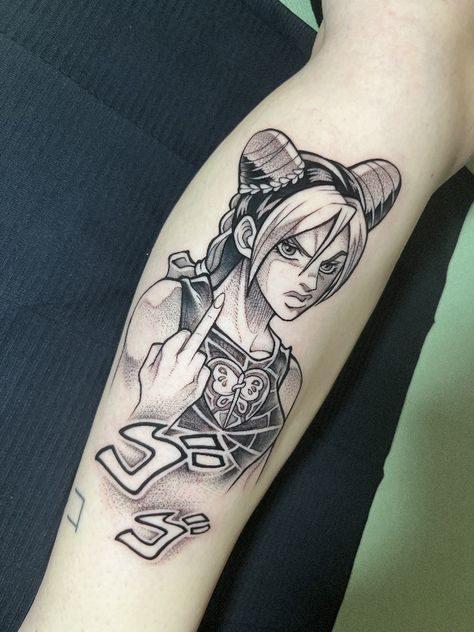 Jojo’s Bizzare Adventure Tattoo, Stand Arrow Jojo Tattoo, Jojos Bizzare Adventure Tattoo Idea, Jolyne Kujo Tattoo, Jolyne Tattoo, Jjba Tattoo Ideas, Jojo Tattoo Ideas, Jojo's Bizarre Adventure Tattoo, Text Tattoo Arm