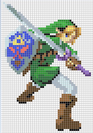 <3 <3 :) Legend Of Zelda Cross Stitch, Zelda Cross Stitch Pattern, Link Cross Stitch, Zelda Cross Stitch, Grille Pixel Art, Geeky Cross Stitch Patterns, Image Pixel Art, Geeky Cross Stitch, Modele Pixel Art