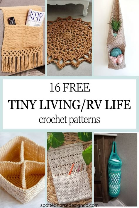 Crochet Rv Accessories, Camping Crochet Patterns, Crochet Camping Gear, Crochet Wall Organizer Free Pattern, Crochet Desk Accessories Free Patterns, Bohemian Crochet Patterns Free, Crochet Camping Ideas, Road Trip Crochet Projects, Crochet For Camping