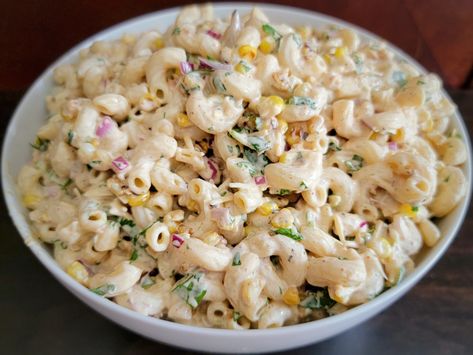 MEXICAN STREET CORN MACARONI SALAD Corn Macaroni Salad, Vegan Street Corn, Vegan Macaroni Salad, Chipotle Queso, Vegan Crab Cakes, Grilled Sweet Corn, Vegan Crab, Chipotle Chili Powder, Vegan Worcestershire Sauce