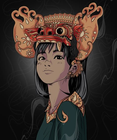 Anime Indonesian Art, Silent Illustration, Nusantara Art, Barong Bali, Indonesian Art, Portrait Cartoon, Animation Artwork, Ancient Egyptian Art, Cat Character