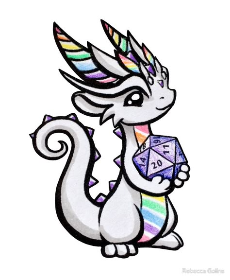 Pastel Rainbow Dice Dragon by Rebecca Golins Cute Dragon Drawing Easy, Rebecca Golins, Rainbow Dragon Drawing, Dragons And Beasties, Mythical Creatures Drawings, Easy Dragon Drawings, Dice Dragon, Cute Dragon Drawing, Dragon Sticker