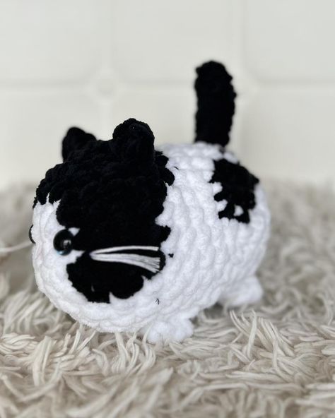 🖤🤍 Say hello to Oreo, the sweetest black and white kitty in my crochet collection! 🎬Handmade with super soft chenille yarn, Oreo is as cozy as they come and brings a playful touch to any space. 🐼Whether you’re looking for a cute companion or just love the classic black-and-white look, Oreo is ready to be adopted! 🐈‍⬛ Keep an eye out for more kitties in different colors, and let me know which one’s your favorite! #CozyCats #HandmadeWithLove #CrochetKitties #SoftAndCuddly #cat #crochet #amigu... Fluffy Yarn Projects, Black And White Kitty, Fluffy Yarn, Crochet White, Cat Crochet, Chenille Yarn, Crochet Collection, Yarn Projects, An Eye