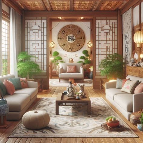 Feng Shui Living Room Feng Shui Landscape, Feng Shui Room, Chinese Living Room, Feng Shui Living Room, Balance And Harmony, Indoor Fountain, Energy Flow, Diy Holiday Decor, Furniture Arrangement