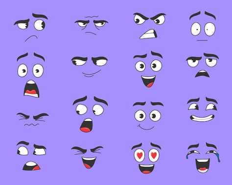 Free vector different expressions of car... | Free Vector #Freepik #freevector #comic-face #cartoon-smile #cartoon-expressions #cartoon-face Cartoon Legs, Comic Faces, Like Emoji, Smile Illustration, Wordmark Logo Design, Cartoon Mouths, Different Expressions, Wolf Tattoo Sleeve, Comic Face