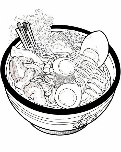 Food Colouring Pages, Manga Coloring Book, Food Coloring Pages, 일본 패션, Detailed Coloring Pages, Cute Doodles Drawings, Black And White Painting, Cool Coloring Pages, Coloring Pages To Print