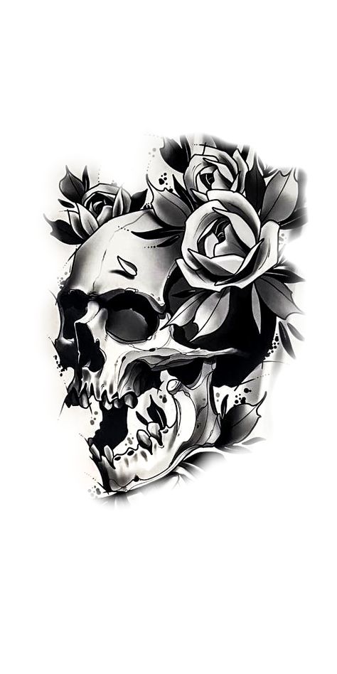 Skull Rose Tattoo Skull Tattoo Flowers, Bed Of Flowers, Skull Rose Tattoos, Black Rose Tattoos, Skull And Roses, Muster Tattoos, Roses Tattoo, Skeleton Hand Tattoo, Skulls Drawing